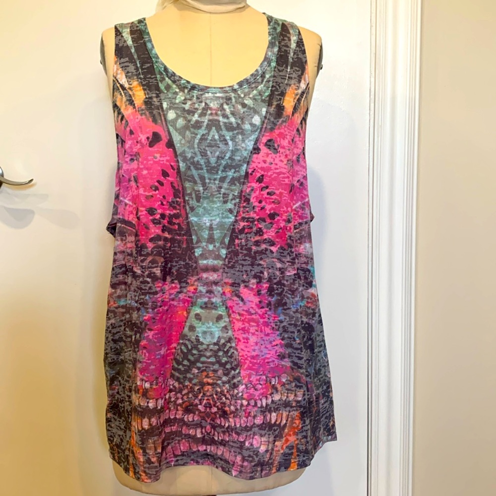 Top shop deep armholes tunic tank top multi coloured